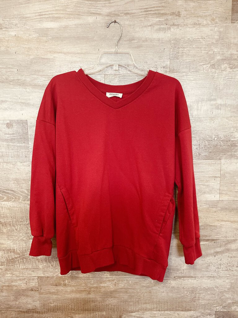 (S) Zenana Red Sweatshirt Womens