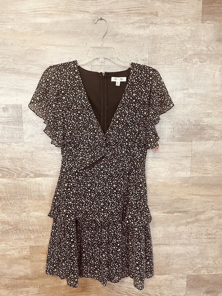(M) She + Sky Black Leopard Dress Womens