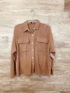 (S) Blue Blush Brown Ribbed Shacket Womens