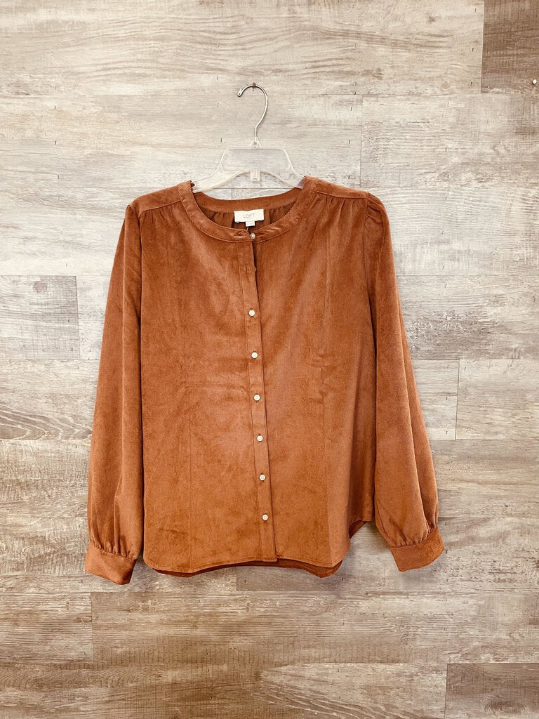 (L) Loft Rust Velour Shirt Womens