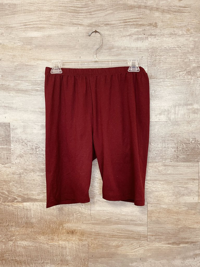 (L) Zenana Maroon Bike Shorts Womens