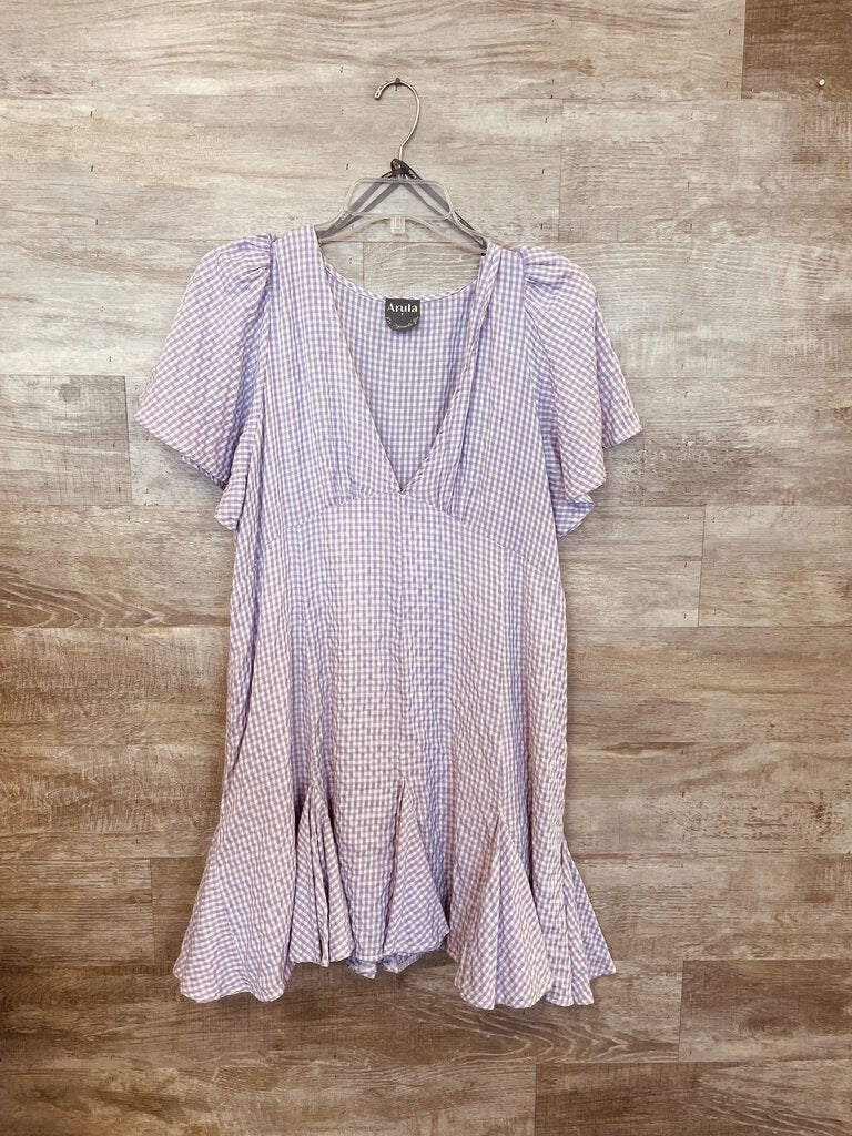 (X) Arula Purple Gingham Dress Womens