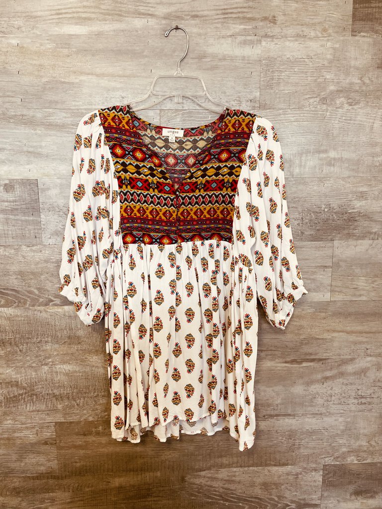 (M) Umgee Red White Patterned Tunic Womens