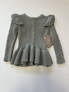 (3/6M) Laura Ashley Grey Knit Dress Infants