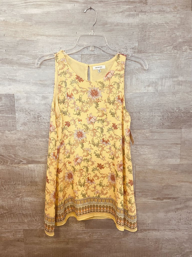 (S) Max Studio Yellow Floral Tank Womens