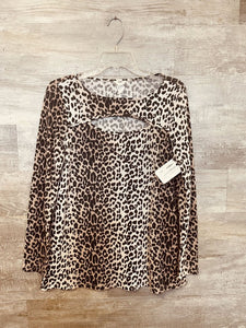 (M) Bibi Leopard Cutout LS Shirt Womens