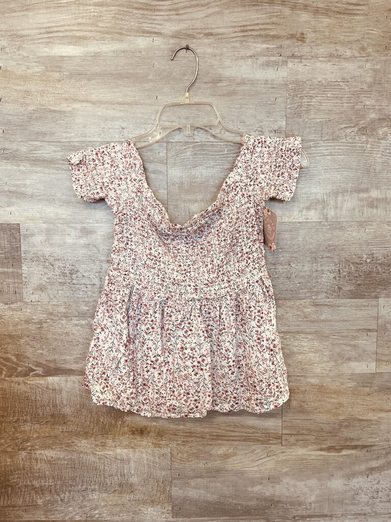 (S) Old Navy White Pink Floral Crop Top Wmens