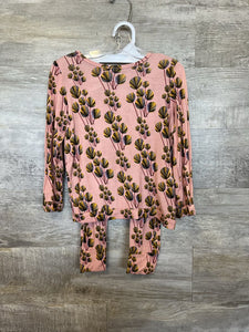 (4t) Velveteen Pink Floral Two Piece Set Girl's