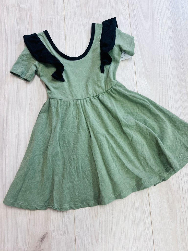 (3/4) RAGS Green Black Ruffle Dress