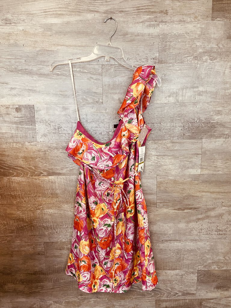 (14) Tommy Hilfiger Pink Orange Floral One Shoulder Dress Womens