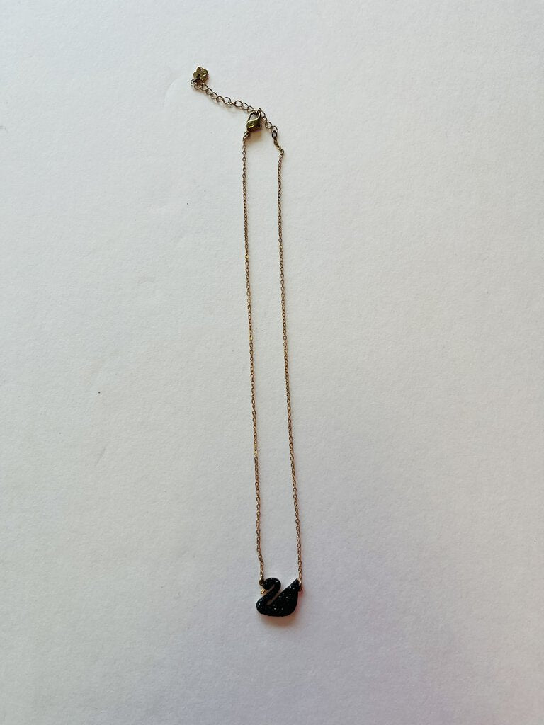 Swarovski Black Swan Necklace Womens