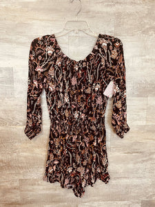 (M) Free People Black Floral Romper Womens