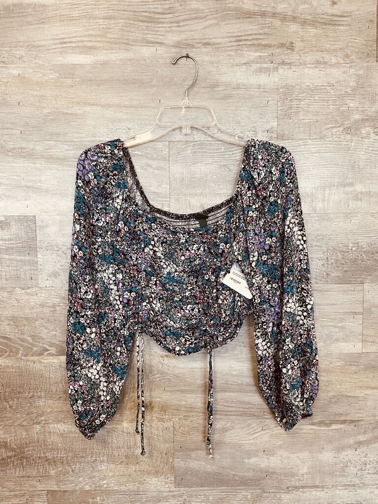 (M) Wild Fable Blue Purple Floral Crop Womens
