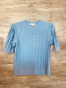 (L) Loft Blue Knit Shirt Womens