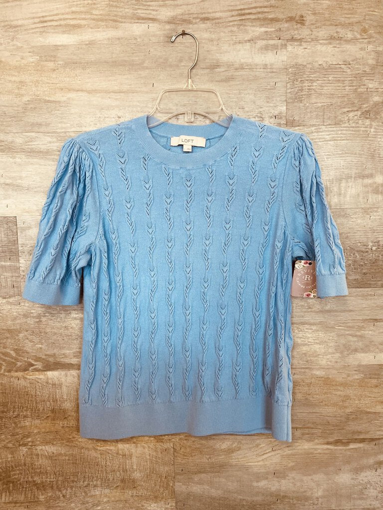 (L) Loft Blue Knit Shirt Womens
