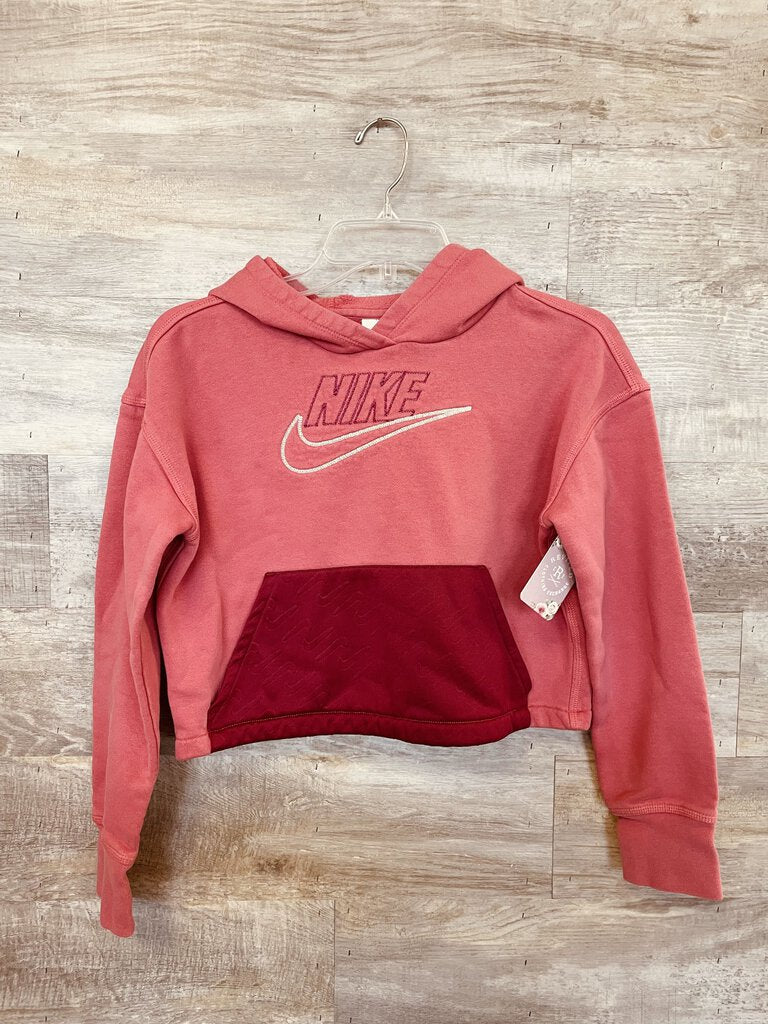 (XL) Nike Pink Maroon Crop Hoodie Girls