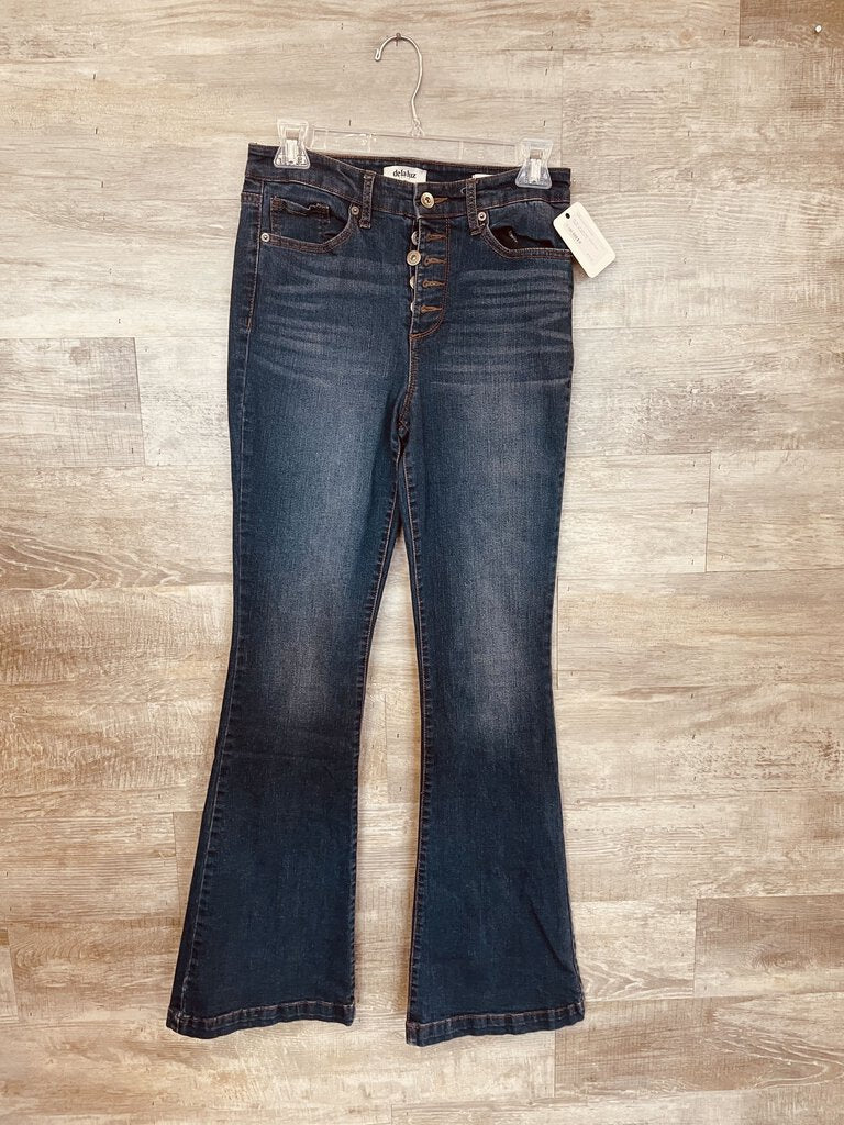 (6) De La Lux Dark Wash Flare Jeans Women's