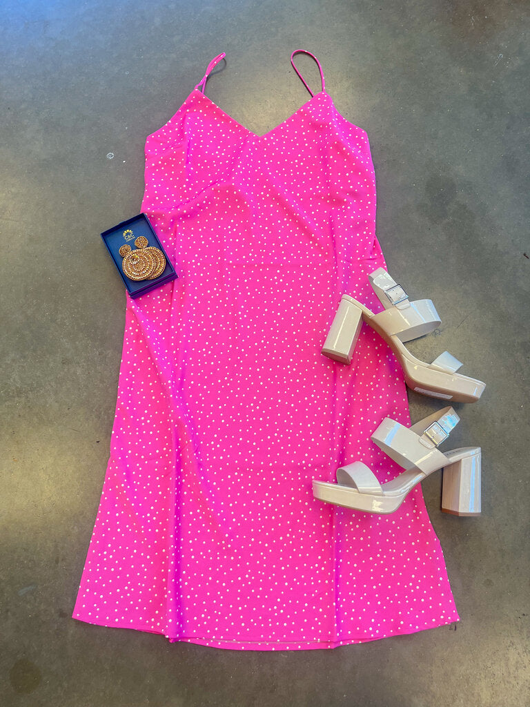 (S) A New Day Pink Polka Dot Sheath Dress Woimen's