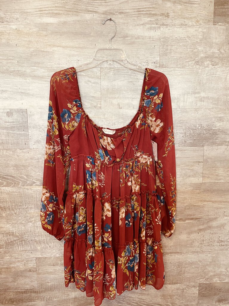 (M) Altar'd State Maroon Floral Dress Womens