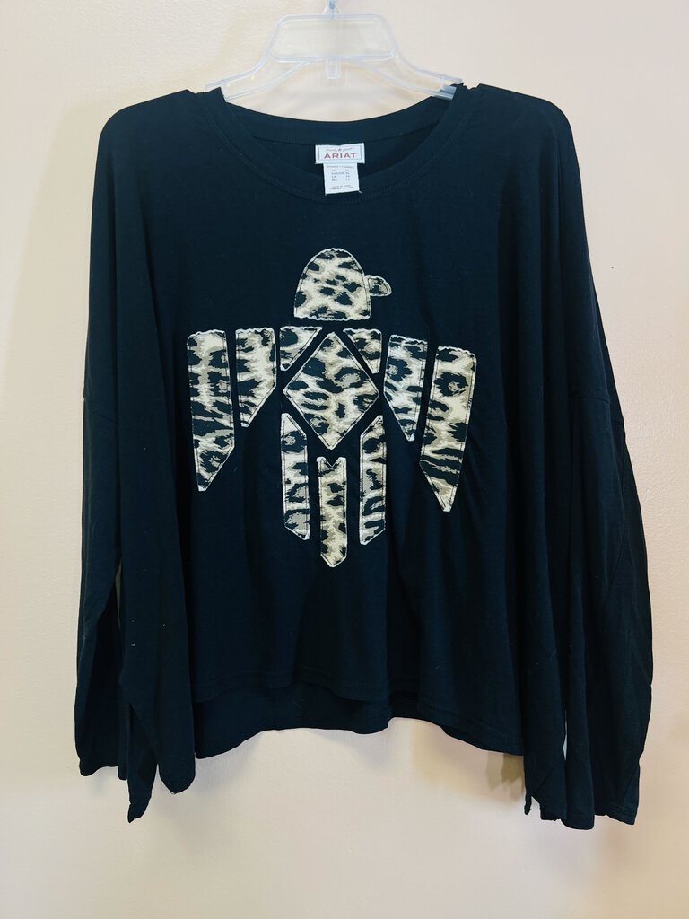 (XL) Ariat Black Leopard Thunderbird LS Shirt Womens