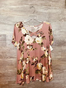 (S) Oddi Pink Floral Tunic Womes