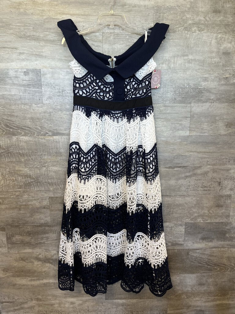 (4) Self Portrait *AS IS* Navy White Lace Dress Womens