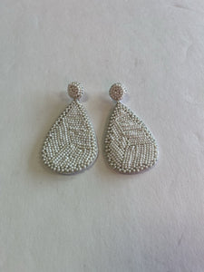 White Beaded Earrings