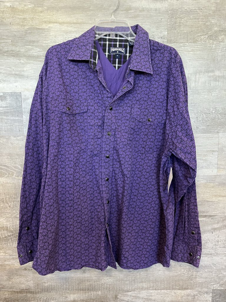 (XL) Panhandle Purple Floral Shirt Mens