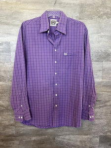 (XL) Cinch Purple Plaid Shirt Mens