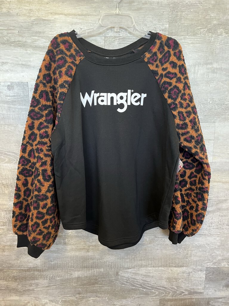 (XXL) Wrangler Black Leopard Sherpa Sweatshirt Womens