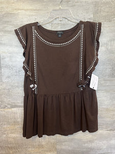 (S) Ann Taylor Grey Embroidered Shirt Womens