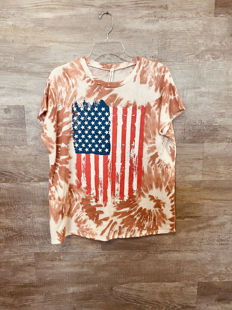 (S) Now N Forever Tie Dye Flag Shirt Womens