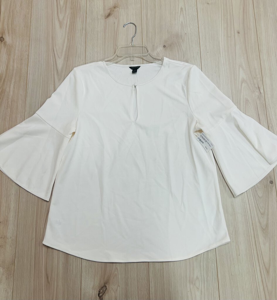 (L) Ann Taylor White Wide Sleeve Top Womens