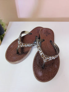 (6) Amanda Blu Bronze Flip Flop Sandal