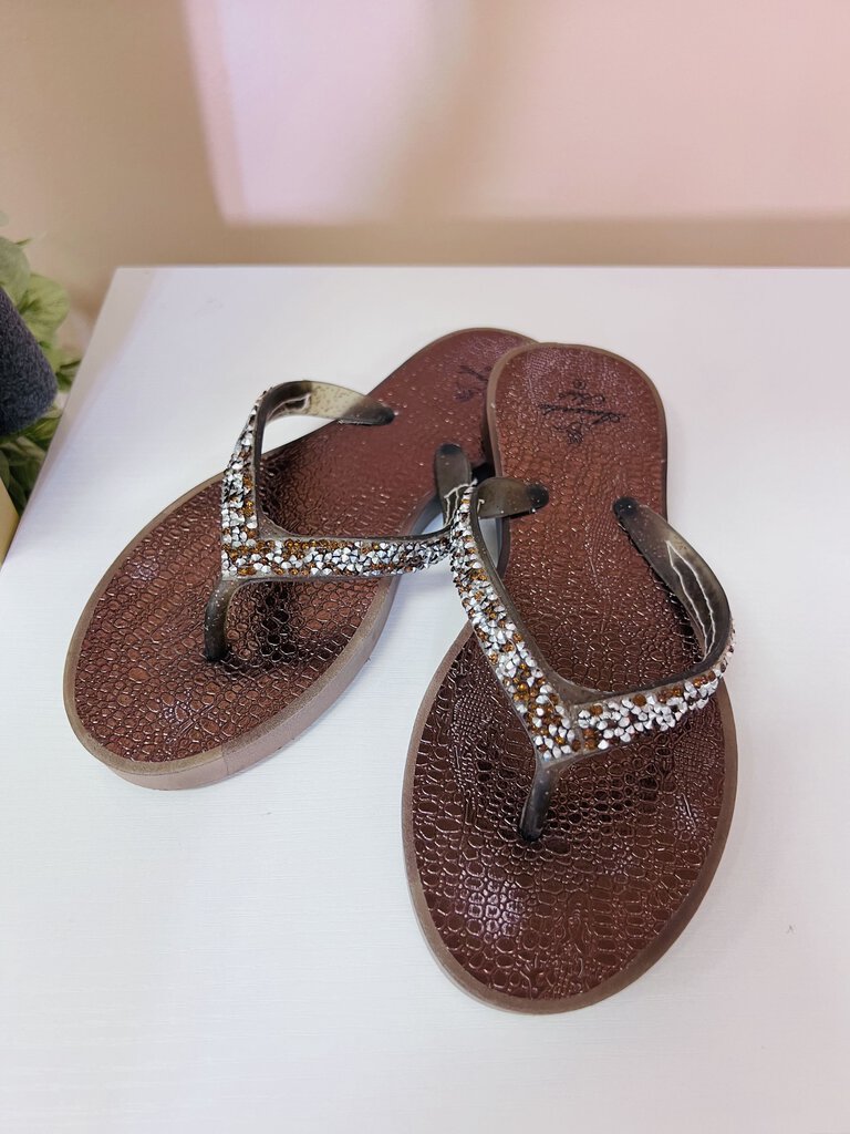 (6) Amanda Blu Bronze Flip Flop Sandal