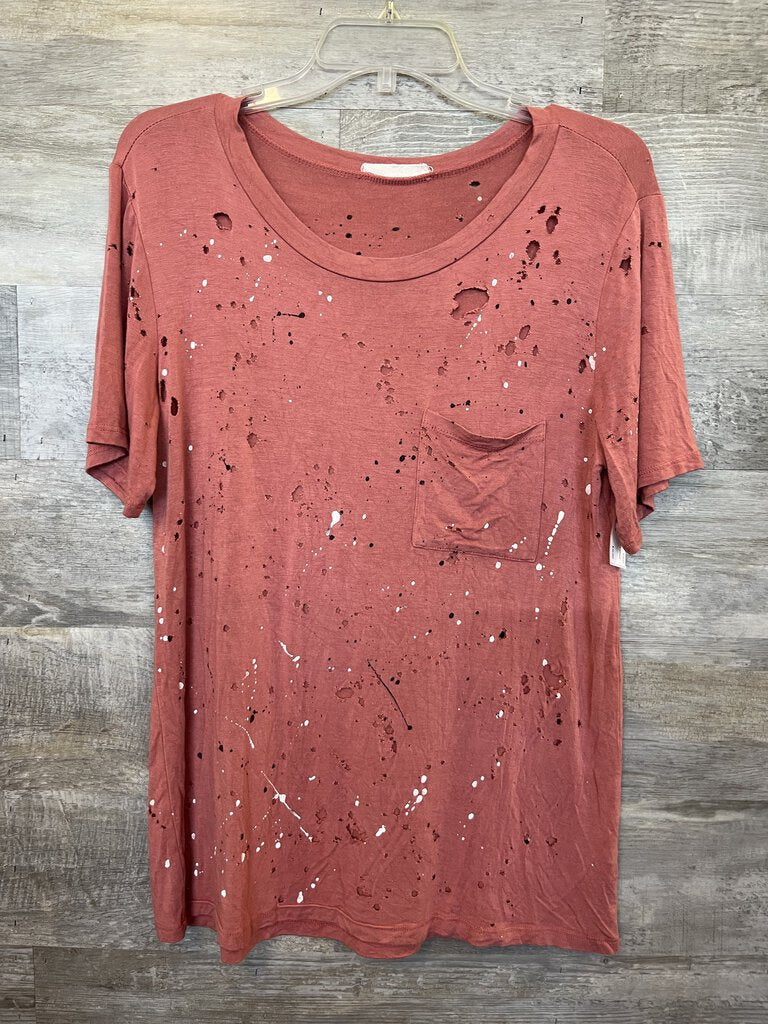 (L) Gilded Intent Coral Distressed Tee