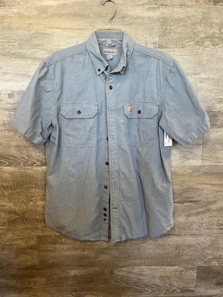 (M) Carhartt Light Chambray Short Sleeve Button Up Mens