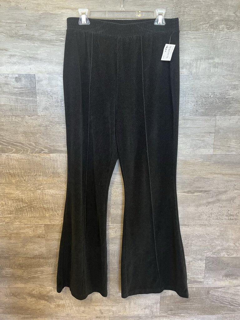 (Large Long) Aerie Black Velour Flared Leggings Womens