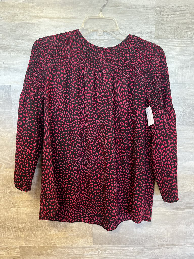 (S) Michael Kors Black Red Leopard Shirt Womens