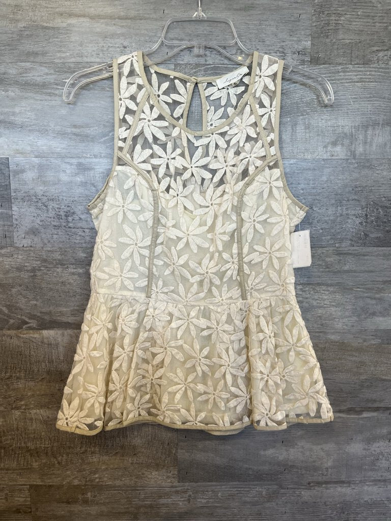 (M) Sugar + Lips Cream Lace Tank Womens