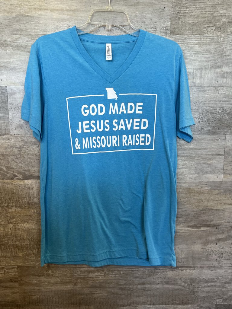 (Medium) Blue Missouri Raised Graphic Tee Women's