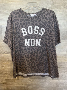 (1x) Boss Mom Leopard Tee Women's