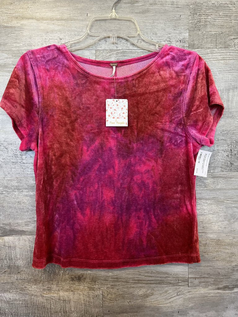 (M) Free People Fantastic Fuchia Combo Velour Tee