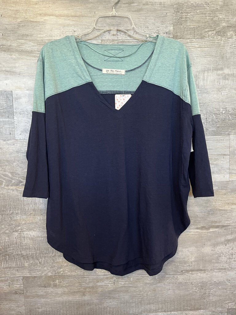 (s) Free People Navy Mint Oversize Tee