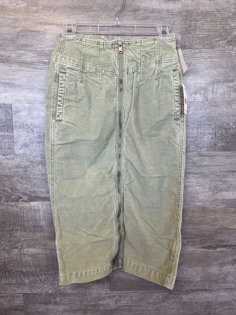 (25/0) Free People Sage Green Corded Skirt WOmen's