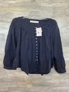 (XS) Free People Navy Flowy Henley Top