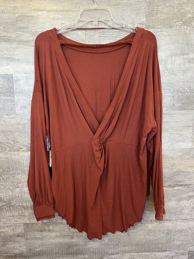 (S) Free People Rust Ribbed Long Sleeve /top