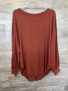 (S) Free People Rust Ribbed Long Sleeve /top