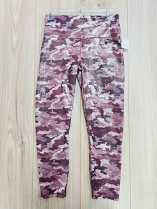 (S) Power Hold Pink Camo Shiny Leggings Womens