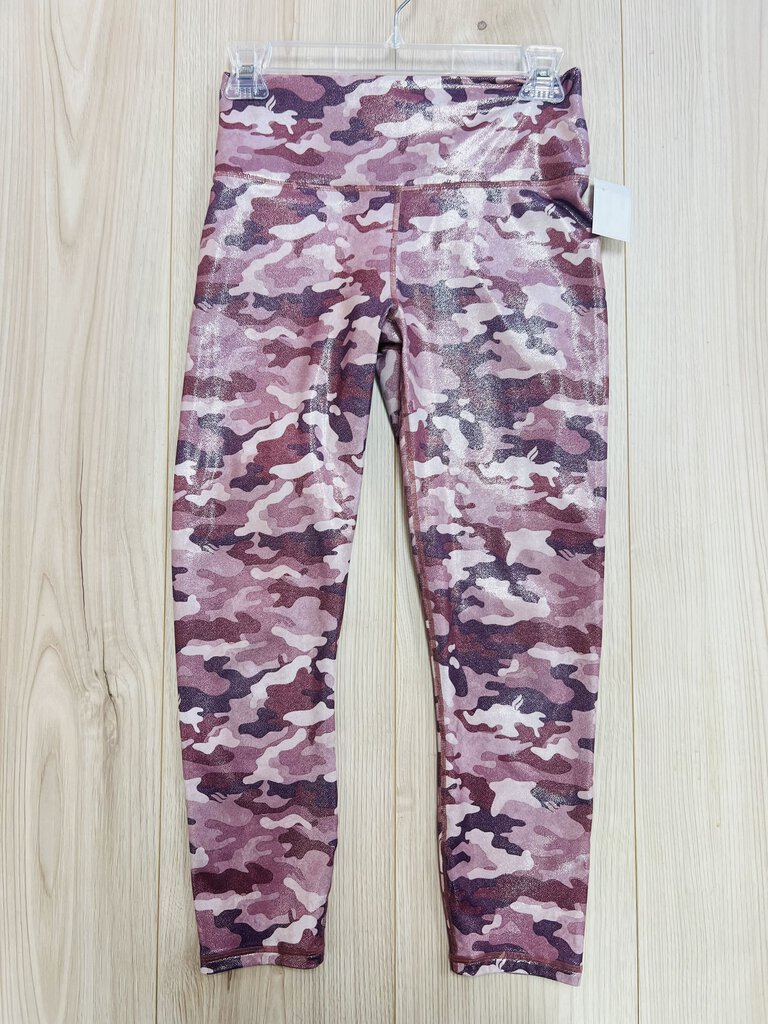 (S) Power Hold Pink Camo Shiny Leggings Womens